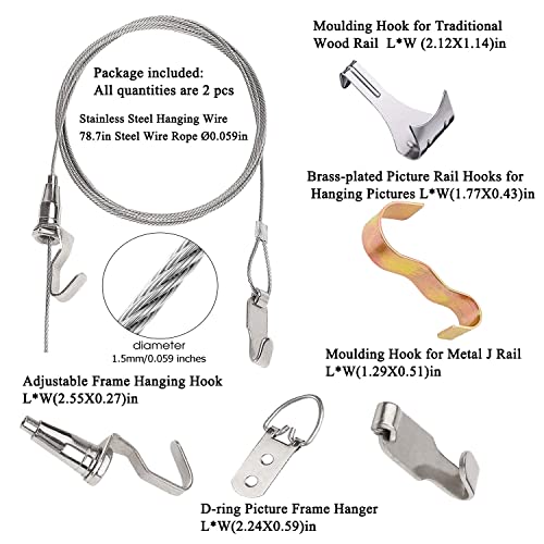 Image of Picture Hanging Wire for Hanging Pictures for Mirror Wall Pictures Light Lamp Frame Picture Wire Hanging Kit (2 Pack)