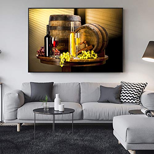 Tableau moderne divers vins avec raisin pour décorer une cuisine blanche - 2
