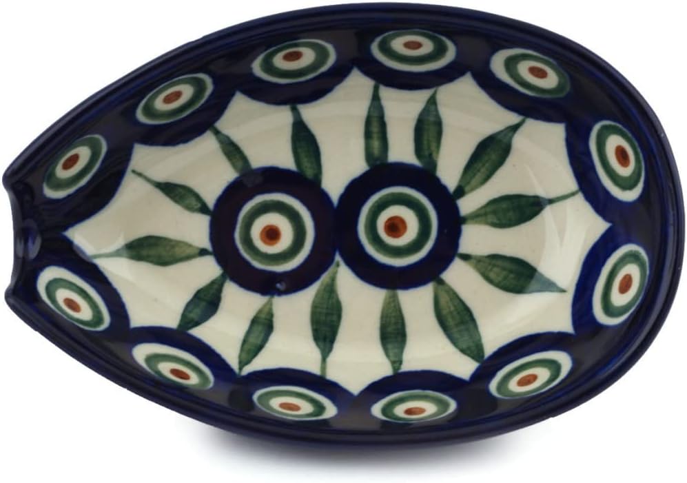 ポーランド食器スプーン残り5インチMade by Ceramika Artystyczna (ピーコックLeavesテーマ)