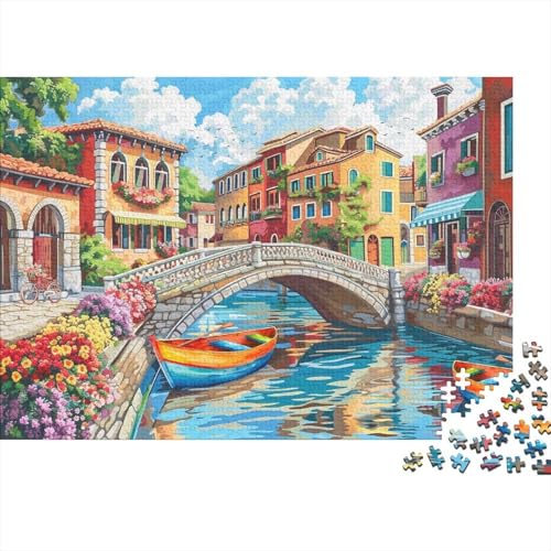 Paysage du Canal coloré Puzzles 1000 Pieces Picture Puzzle Le Paysage for Adults Décoration Murale Tableau Décoratif 70x50cm/1000pcs