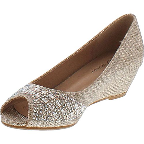 Forever Womens Low Wedge Heel Peep Toe Wedding Party Dress Sandals Shoes2