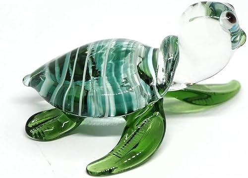 Miniatura 2 de ZOOCRAFT Figura de tortuga marina hecha a mano, exquisita, animal de vidrio soplado a mano, perfecta para coleccionistas únicos, artesanales