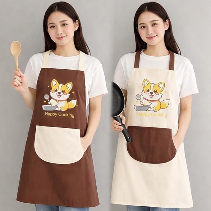 Image of HROY Kitchen Apron for Women & Men with Pocket & Side Towel | Kitchen Apron for Women & Men with Pocket & Side Towel | Reusable Cooking Chef Apron for Home Kitchen