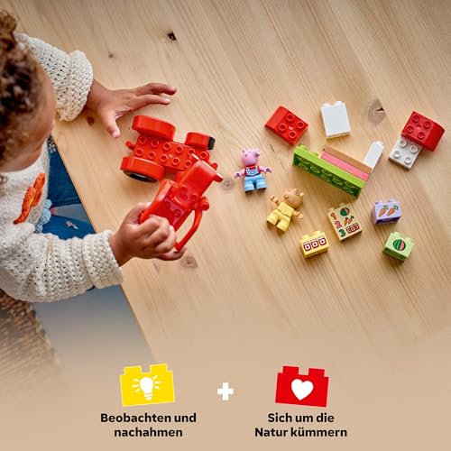 LEGO DUPLO Peppa Wutz Traktor und Marktstand - Pädagogisches Motorik Spielzeug für Kleinkinder - Montessori Set mit 2 Figuren inkl. Pedro Pony - Geschenk für Mädchen & Jungen ab 2 Jahren - 10468