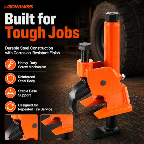 Image of Manual Tire Bead Breaker Tool, Professional Heavy Duty Hand Held Tire Changer with Rubber Pad Protector for ATV, Tractor, Lawn Mower, Truck & Car Tires (Orange)