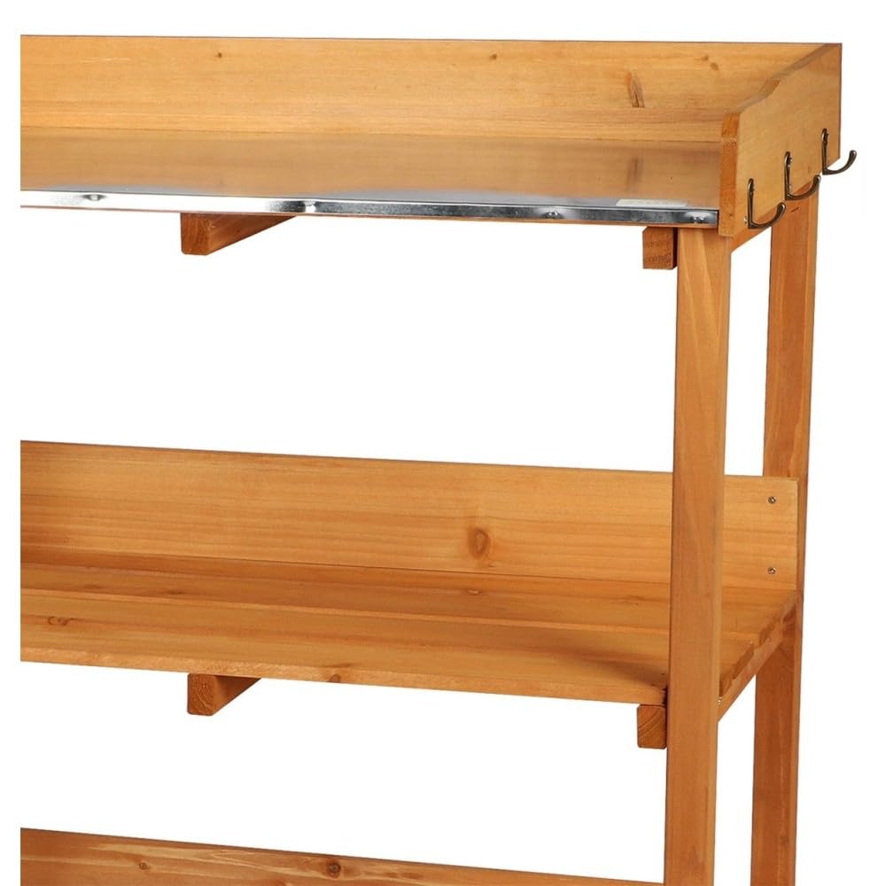 Urban Living SUNNYDAYS „Mein Garten“ UMTOPFTISCH AUS NATURHOLZ MIT 2 REGALEN 77X37XH89CM