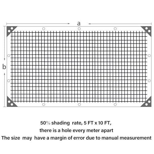 Image of winemana Black Shade Cloth 50%, 5x10 FT Mesh Tarp - Garden Shade for Greenhouse, Patio, Vegetables, Plants Cover and Chicken Coops, Sun Shade Net for Outdoor Protection with Reinforced Grommets