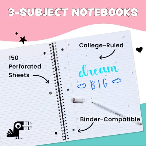 University Notes Notebook Snapklik.com : Yoobi College Ruled Spiral Notebook Set Bulk 3-Pack Of 3 ...