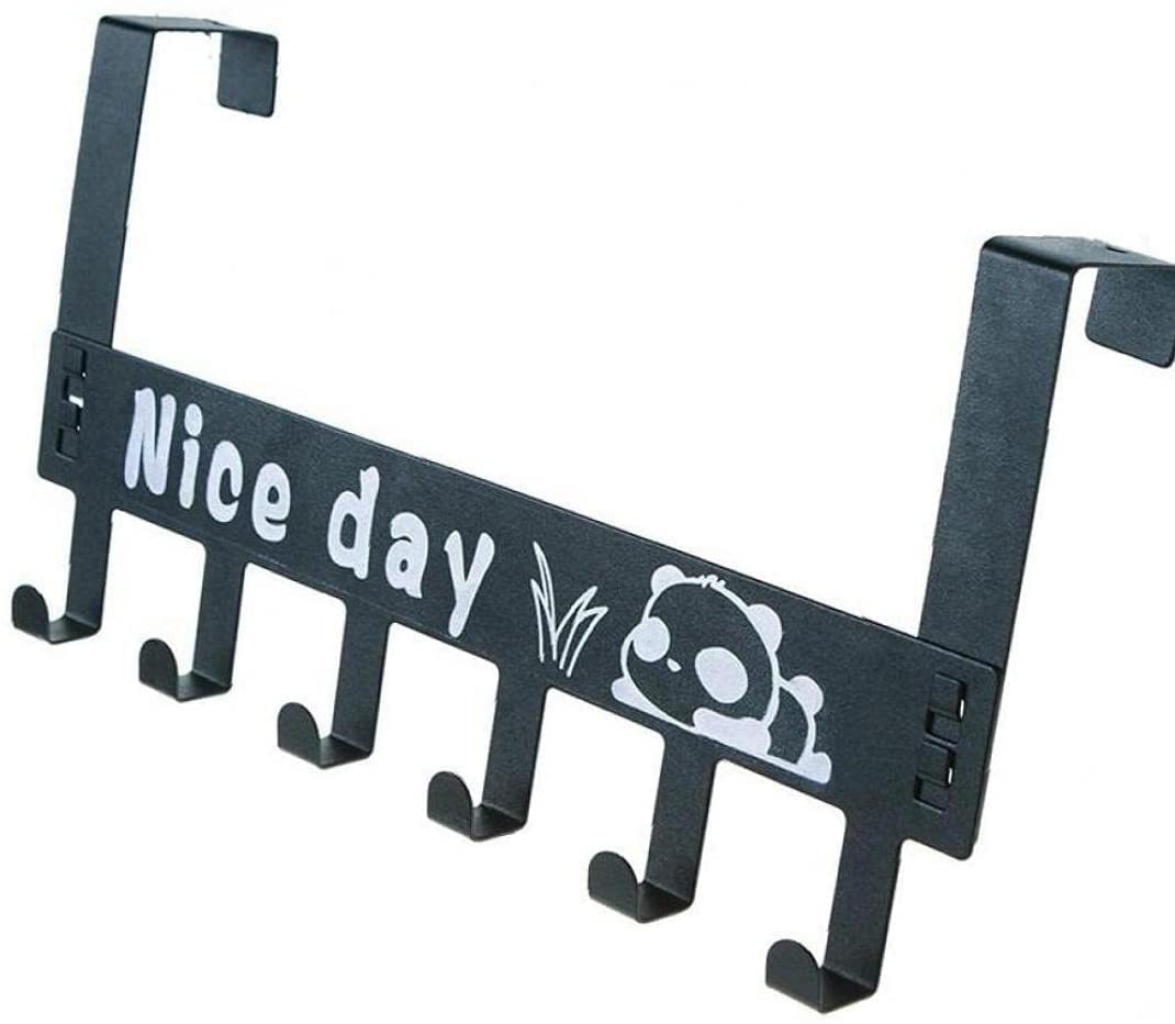 AKRIZA Iron Over The Door Hook (6 Hooks, Black)