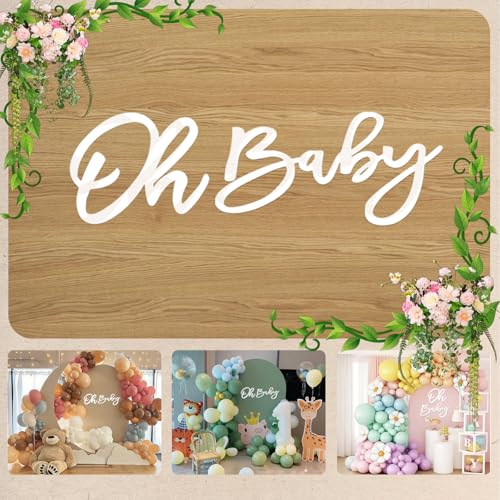 Vinilo decorativo Oh Baby para baby shower blanco miniatura 1