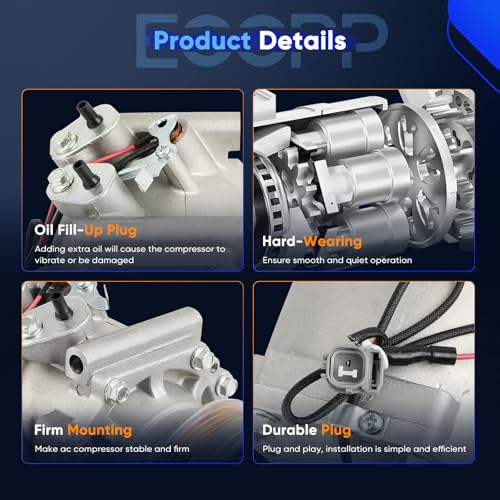 Image of ECCPP AC Compressor 1992-1993 for Honda Civic 1.5L 1.6L | Fast Cooling Air Conditioning Compressor
