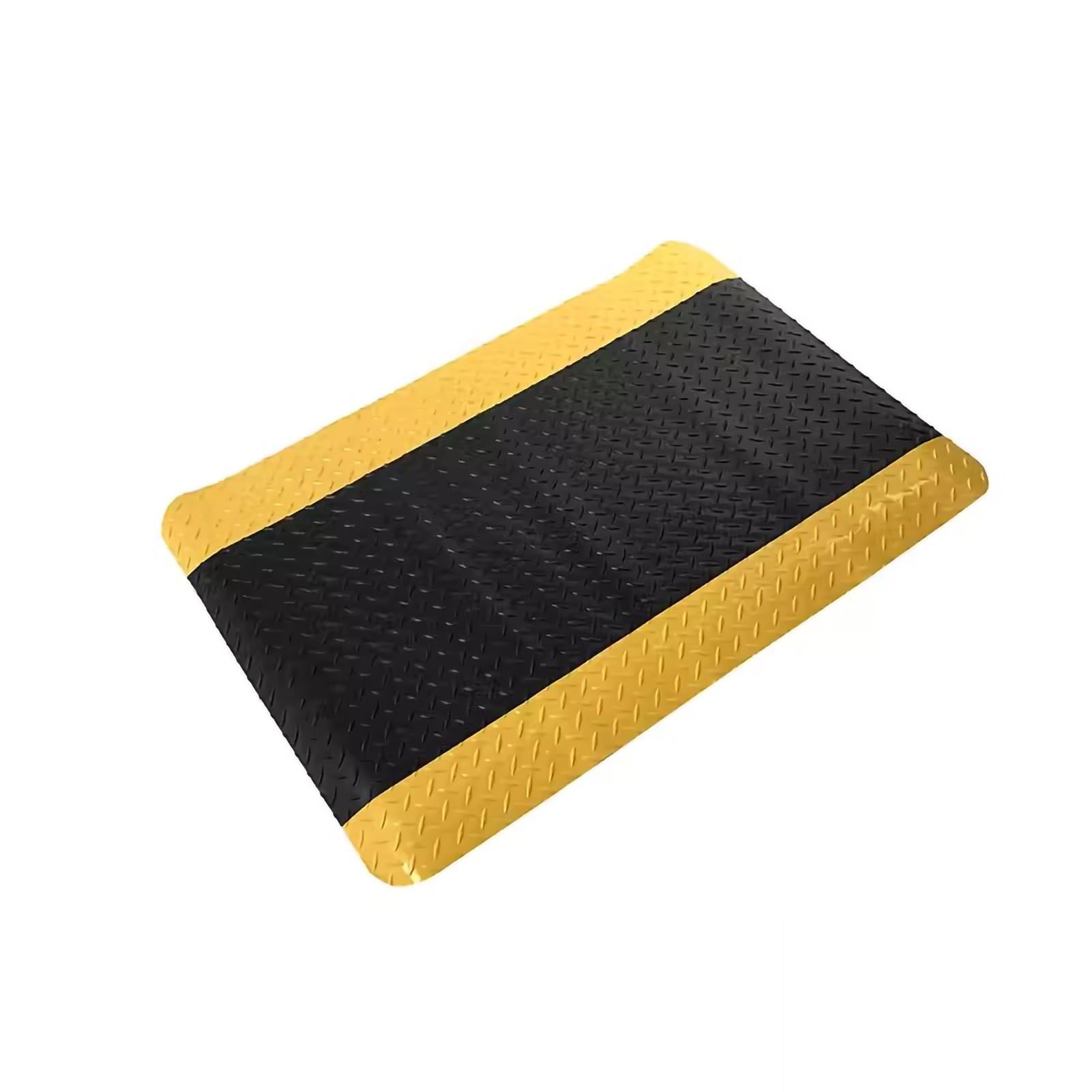 Hochleistungs-Gummimatte, Hochleistungs-Schwamm-Industrie-Anti-Ermüdungs-Bodenmatte 19,5 mm dick Schwarz mit gelbem Rand Ergonomische Arbeitsplatzmatte (Stil 1, 90 x 120 cm)