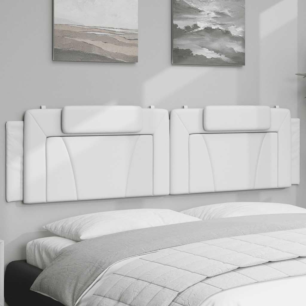 vidaXL Kopfteil Kissen Viana, Kopfteilkissen mit Reißverschluss, Rückenkissen mit Rückenunterstützung, Kopfkissen Lesekissen, Weiß 200cm Kunstleder