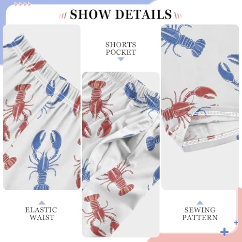 Crawfish Pattern Cute Pajama Pants, Soft Sleepwear Lounge Pants Pajama Pj Bottoms for 6-14 Years4
