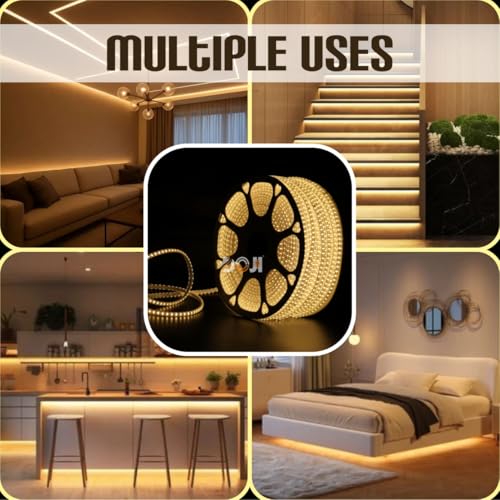 Image of DOJI 2835 Strip Lights for Home Decoration | 120 led per Meter led Strip Light | Rope Lights for Ceiling | Decoration Lights for Diwali, Christmas, Home, False Ceiling (Warmwhite, 30 Meter)