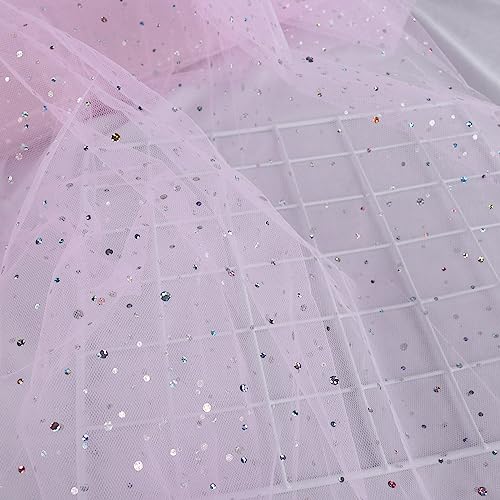 Luxurious Light Pink Glitter Tulle Fabric - 54" x 10 Yards Sequin Ribbon for Elegant DIY Crafts, Tutus, Weddings & Parties 5 Luxurious Light Pink Glitter Tulle Fabric - 54" x 10 Yards Sequin Ribbon for Elegant DIY Crafts, Tutus, Weddings & Parties - Image 4