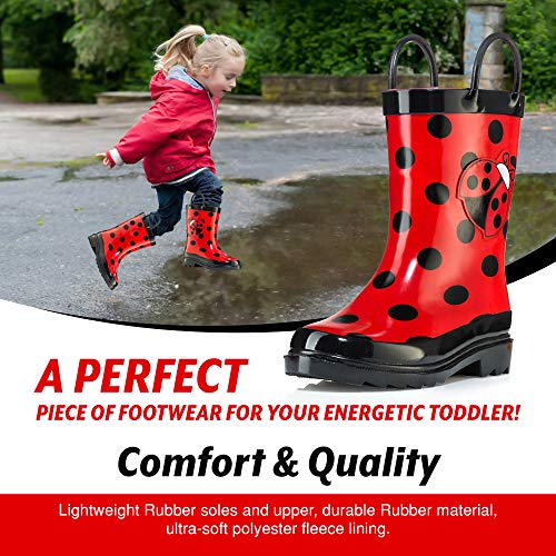 Puddle Play Little Girl's Red Ladybug Rubber Rain Boots4