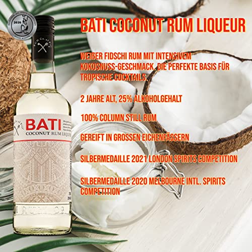 BATI Fiji Rum Liqueur Set 4 Flaschen à 700 ML, 25% (Coffee, Banana, Coconut, White Chocolate) – Bild 5