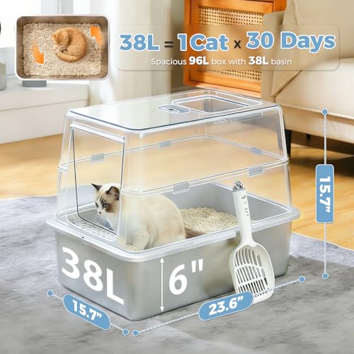 Arenero XL Metálico Cerrado para Gatos con Tapa miniatura 2
