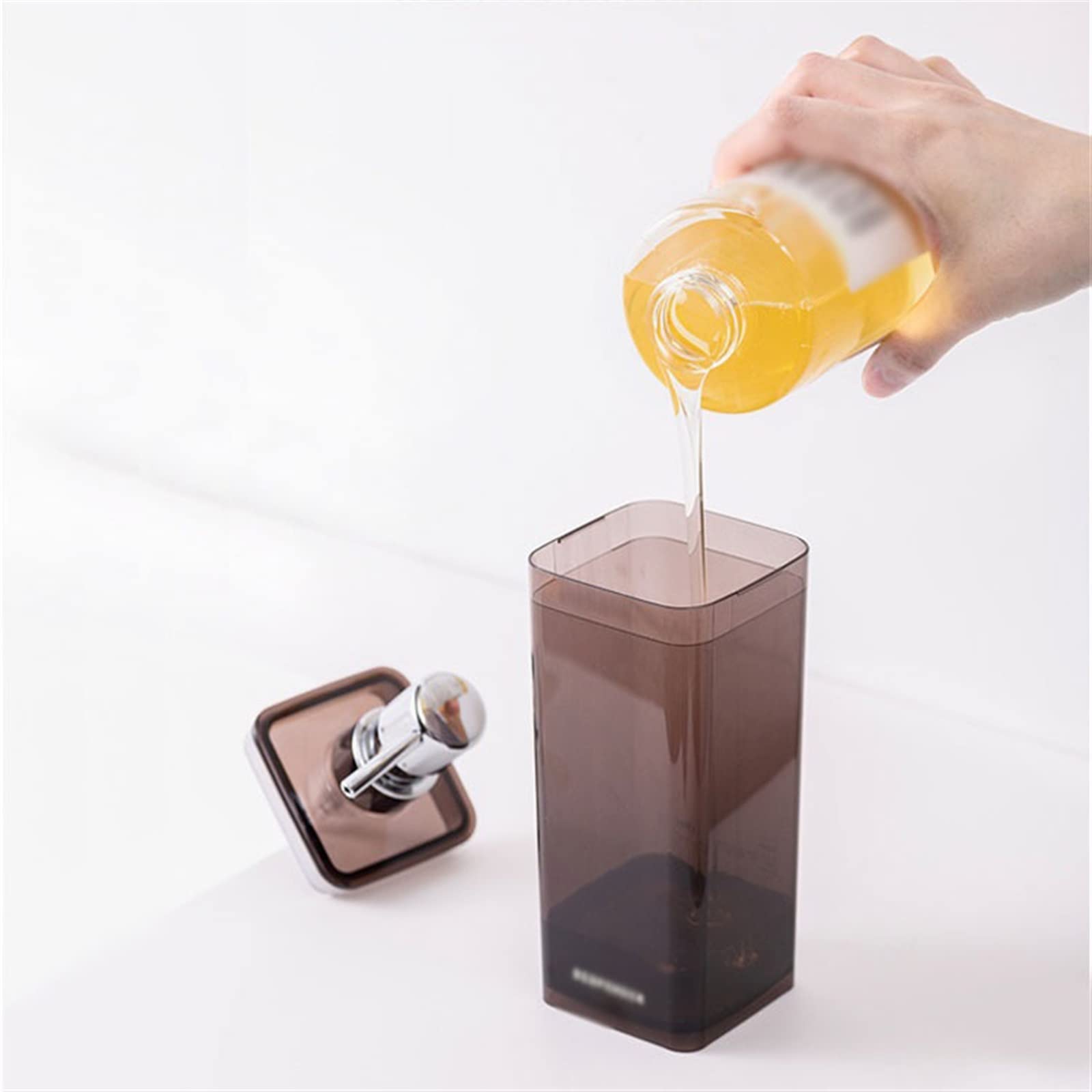 Dispenser di Sapone per Bagno, Moderno, con flacone a Doppia Apertura da 550 ml, a Pressione, per Shampoo, Doccia e Gel Doccia, Multifunzionale, per Cucina (Colore: Bruin)