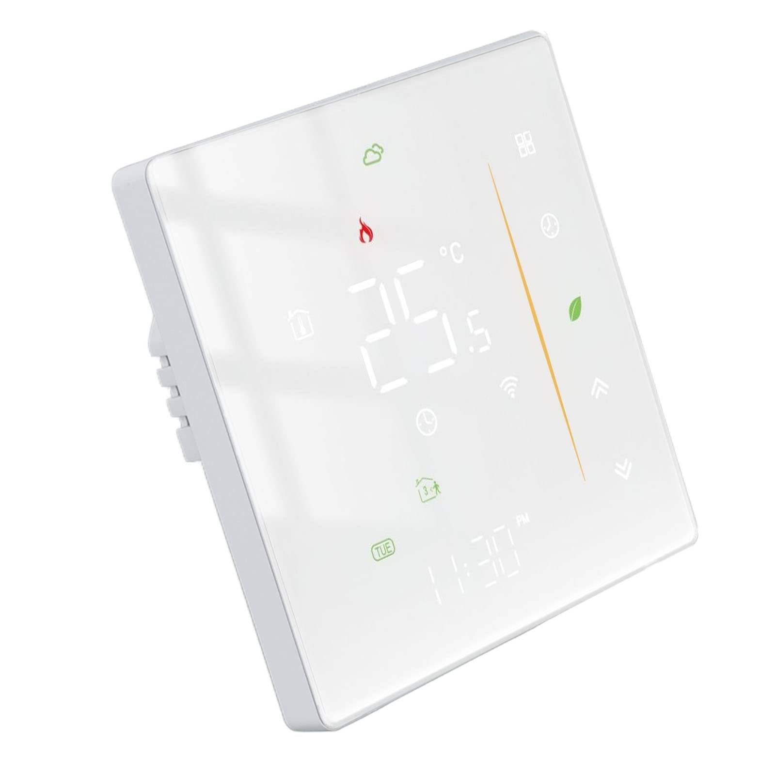 FTVOGUE Termostat Podłogowy do Użytku Domowego Programowalny Regulator Temperatury w Pomieszczeniu WiFi, Cyfrowy Termostat z Ekranem Dotykowym 95 do 240 V, Duży Wyświetlacz LCD, Ustawienie od 41 95°F