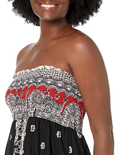 Image of Angie Women's Printed Smocked Bodice Strapless Maxi Dress