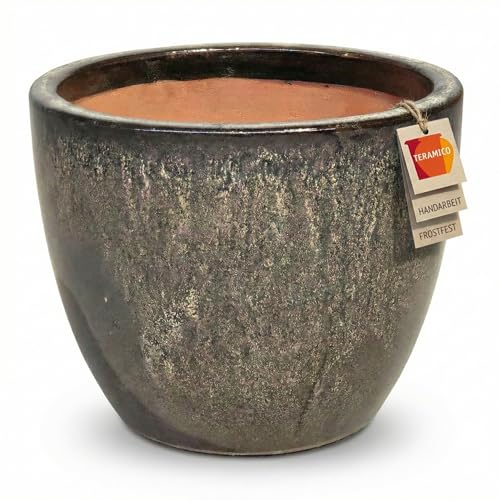 Teramico Pot de fleurs de qualité supérieure en céramique émaillée, 100 % résistant au gel et...