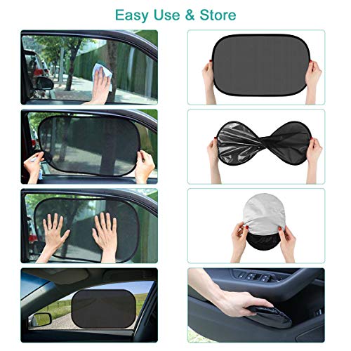 Car Window Shades for Baby 4 Pack, Auto Sun Shiled for Blocking UV Ray Protecting Kids Pets Family- Baby Car Side Window Sun Shades- with 2 Size: 2 Transparent & 2 Semi-Transparent Sunshades