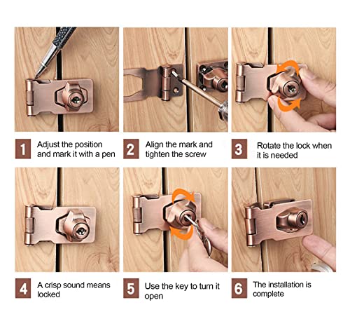 Image of szhdxsy 2 Packs 4 Inch Keyed Hasp Locks Twist Knob Keyed Locking Hasp for Small Doors, Cabinets and More,Stainless Steel Steel, Chrome Plated Hasp Lock Catch Latch Safety Lock（Bronze）