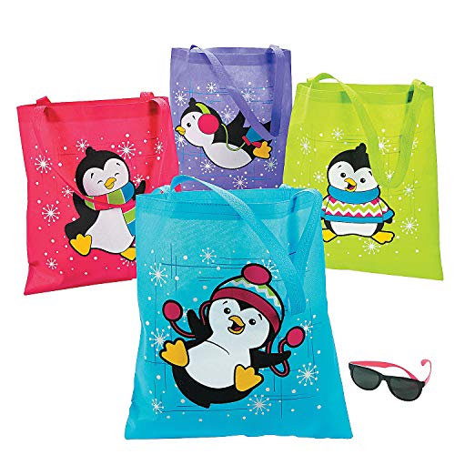 Fun Express Assorted Design Penguin Tote Bags (16.5