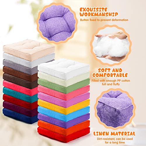Sintuff 20 Pcs Floor Pillow Meditation Floor Pillow Thick Square Floor Cushions Linen Meditation Cushion Floor Seating For Tatami School Chair Yoga Living Room, 15.8X15.8X3.5 Inch (Multicolor) #TOP3