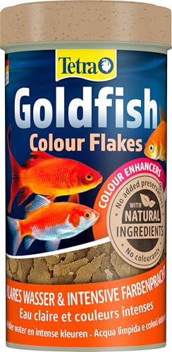 Tetra Goldfish Color Flakes - Mangime in fiocchi con esaltatori di colore naturali per tutti i pesci rossi e altri pesci d'acqua fredda - Lattina da 250 ml