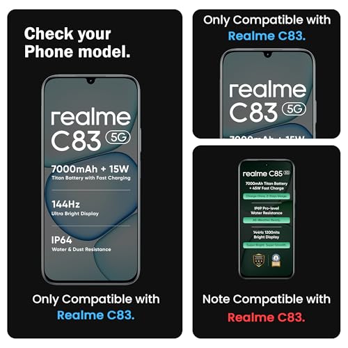 Image of FIRST MART Military Grade Gorilla Tempered Glass For Realme C83 (6.8 Inch) With Edge To Edge Screen Coverage and Easy Installation Kit | Black, Pack of 2