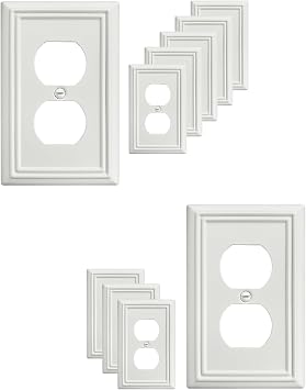 10-Pack Off White Duplex Outlet Cover, Metal Wall Plate for Electrical Outlet, Light Switch, Decorative Face Plate, 3.15 * 4.88, Midsize