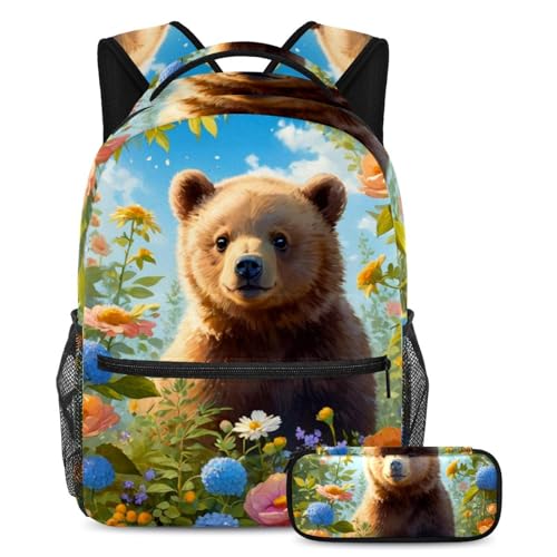 Sac à dos mignon pour aller au collège avec sa trousse fleurie assortie pour fille