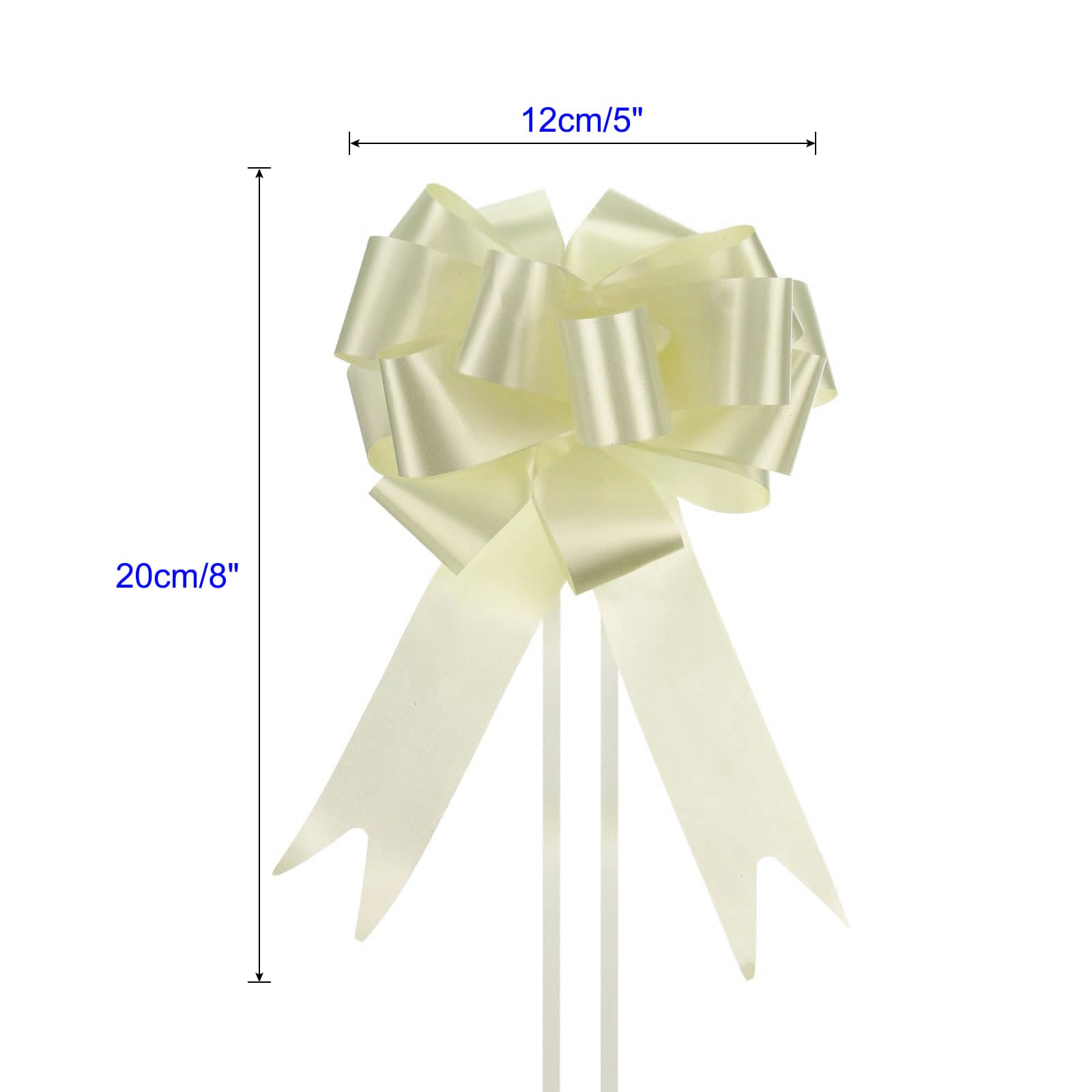 Unifizz 20pcs 5 Inch Light Yellow Pull Bow Big Gift Bows Solid Color Plastic Flower for Wedding Car Baskets Presents Christmas Party Decoration - Image 2
