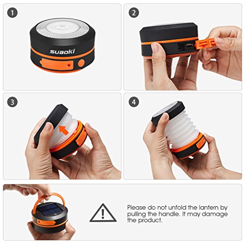 SUAOKI Led Camping Lanterns for Lighting (Powered by Solar Panel and USB Charging) Collapsible Flashlight for Outdoor Hiking Tent Garden (Emergency Charger for Phone, Water-Resistant)