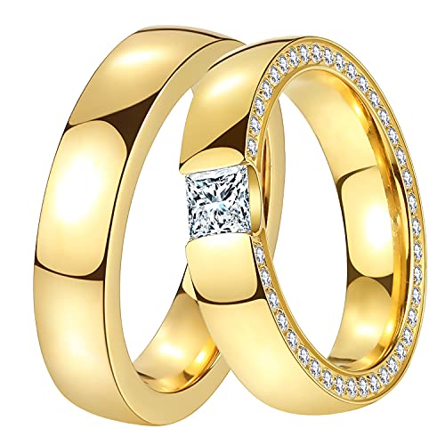 DOOSTI Ring Set Damen Herren Edelstahl Gelbgold vergoldet Partnerringe Verlobungsringe Paar Trauringe Hochzeit Freundschaftsringe Eheringe inkl. Gravur mit Namen (Ring mit Zirkonia, 62) DOOSTI Ring Set Damen Herren Edelstahl Gelbgold vergoldet Partnerringe Verlobungsringe Paar Trauringe Hochzeit Freundschaftsringe Eheringe inkl. Gravur mit Namen (Ring mit Zirkonia, 62)