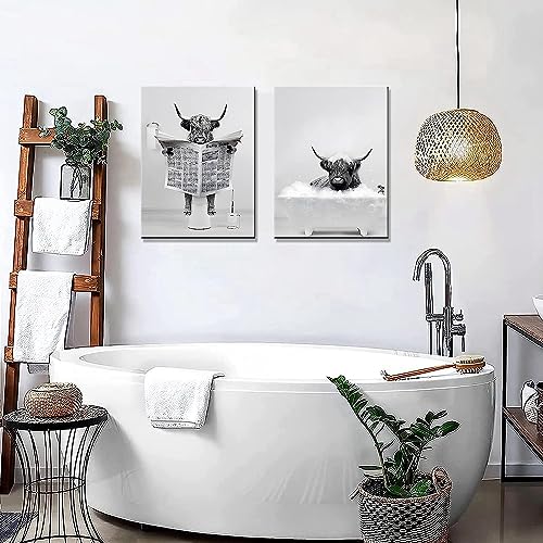 Bovins des Highlands poster mural noir et blanc déco maison papier peint amusant - 5