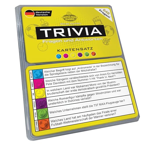Juego de cartas Trivia, preguntas y respuestas, juego de ampliación, juegos de mesa, cuestionarios, pubquiz (versión amarilla) [edición alemana]
