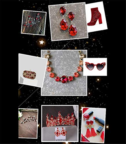 Sew On Rhinestones, Choupee 130PCS Red Sew On Stone Metal Back Prong Setting Sewing Claw Rhinestone Mix Shapes Sew On Glass Gems for Jewelry, Clothes, Costume, Shoes, Belt, Dress, Garments and Crafts