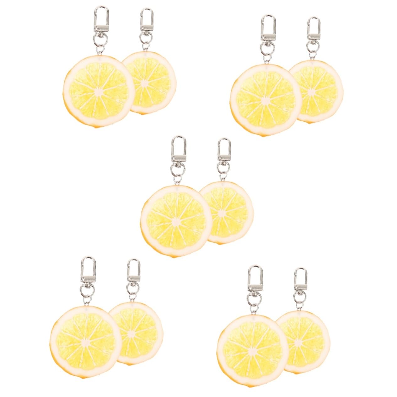 Llavero único Llavero rodaja de limón Llavero Mochila con Forma de Fruta Colgante Bolso Colgante (Naranja x 10 Piezas 9,5 x 5,5 cm)