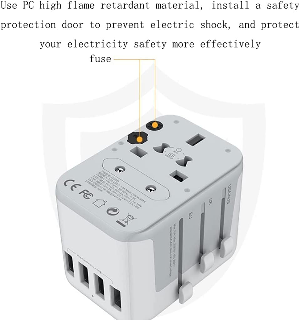 Adattatore di Alimentazione da Viaggio Internazionale con Caricatore da 0,5 A 4xUSB Adattatore da Viaggio Universale o Europa, Regno Unito, Stati Uniti, AU, Asia