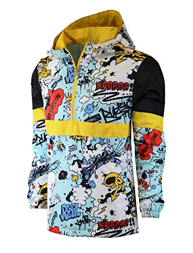 Image of Screenshotbrand Lightweight Hooded Water Resistant Windbreaker - Zip-up Fashion Map Print Rain Jacket