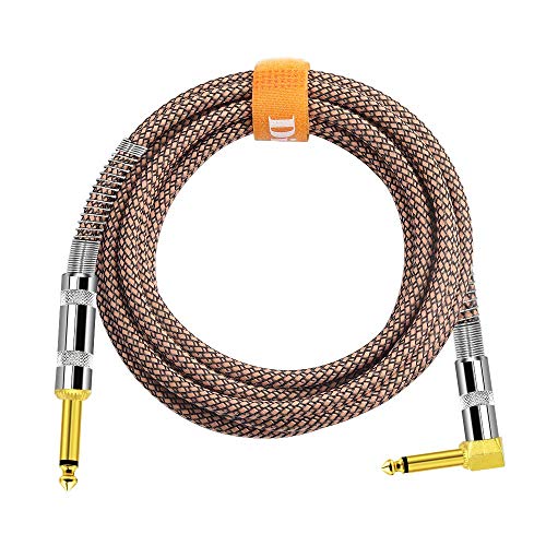 DISINO Cabo de guitarra, ângulo reto 1/4 polegada TS para reto 1/4 polegada TS cabo de instrumento d