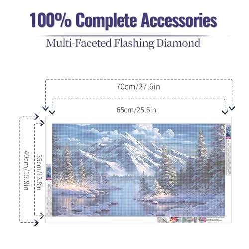 YALKIN 5D Diamond Painting, DIY Diamond Painting Set Diamond Painting Pictures DIY Embroidery Painting Kits for Home Wall and Entrance Decorations 15.7X 27.6inch (Snow Forest)