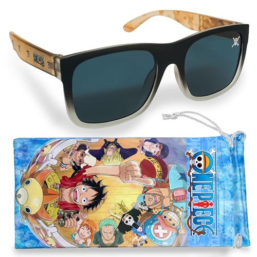 Sun-Staches Óculos de sol infantis de anime de uma peça, elegante, confortável e durável, com proteção UV, peça única, produto oficial de anime com estojo de transporte macio