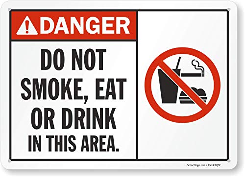 Plaque Danger Do Not Smoke en aluminium laminé 25x35 cm