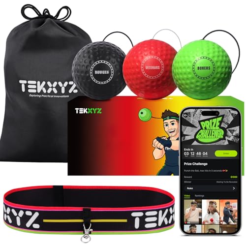 TEKXYZ Reflexball mit Zähler-App Online-Community Boxbälle Perfekt Reaktion Beweglichkeit Schlaggeschwindigkeit Kampfgeschick Hand-Auge-Koordination Geschenk alle