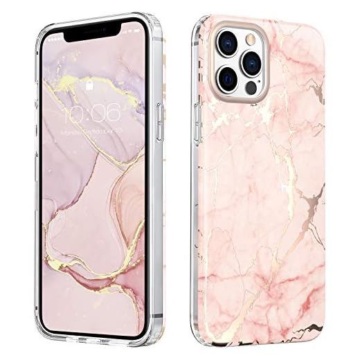 MATEPROX Skyddsfodral kompatibelt med iPhone 12 Pro Max marmorfodral, hård PC baksida + TPU stötfångare reptålig stötsäkert telefonfodral för iPhone 12 Pro Max 6,7 tum 2020 rostad rosa